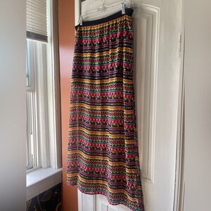 H&M Neon Tribal Print Maxi Skirt in Pink, Yellow, Green, Blue